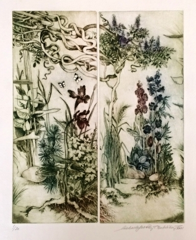 Lesařová - Roubíčková Michaela (1949) : Moje Zahrada - diptych Vistárie