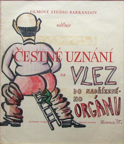 Hlinomaz Josef (1914 - 1978) : Čestné uznání za vlez do nadřízeného orgánu