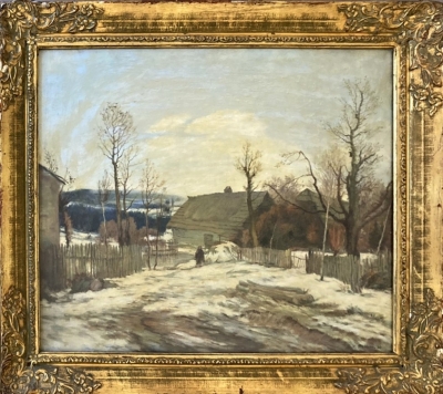 Hron František Karel (1874 - 1928) : Krkonošská vesnice v zimě