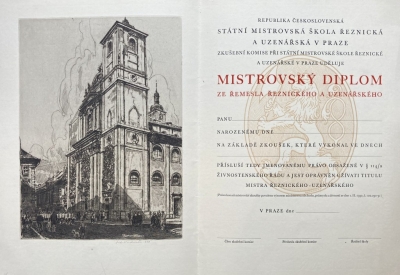 Vondrouš Jan Charles (1884 - 1970) : Mistrovský diplom řeznického mistra