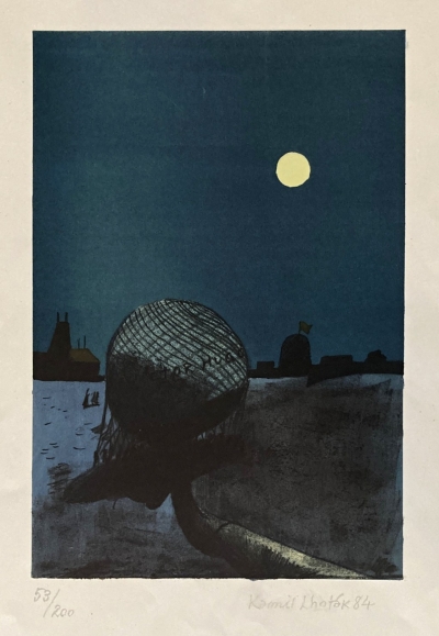 Lhoták Kamil (1912 - 1990) : Noční start balónu